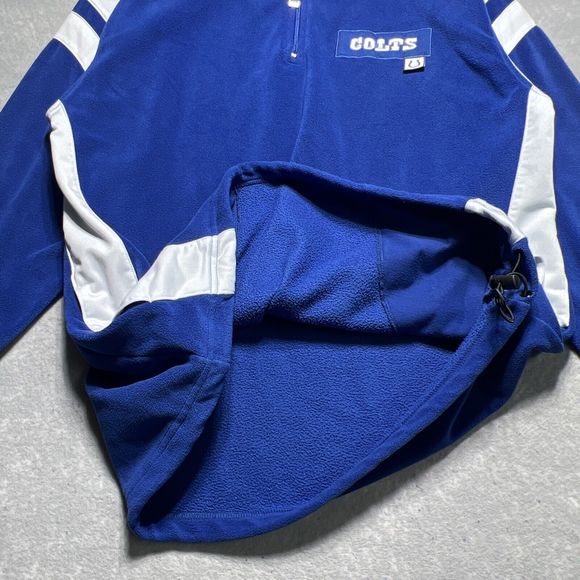 NFL Indianapolis Colts Fleece 1/4 Zip Blue Pullover Sweater Coldgear Men’s Large - Picture 9 of 11